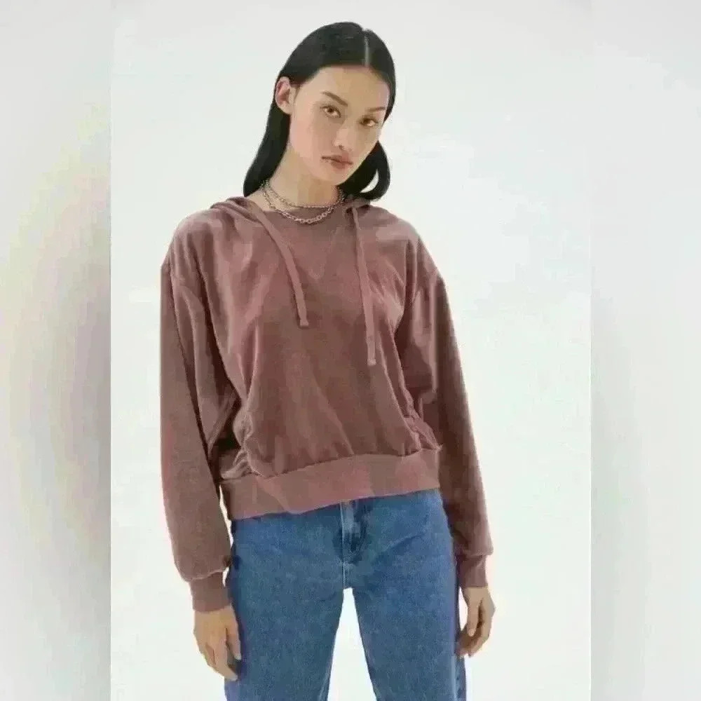 Urban Outfitters Out‎ from Under Mauve Velour Pullover Hoodie Size M